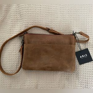 ABLE Martha leather crossbody bag in Whiskey.
